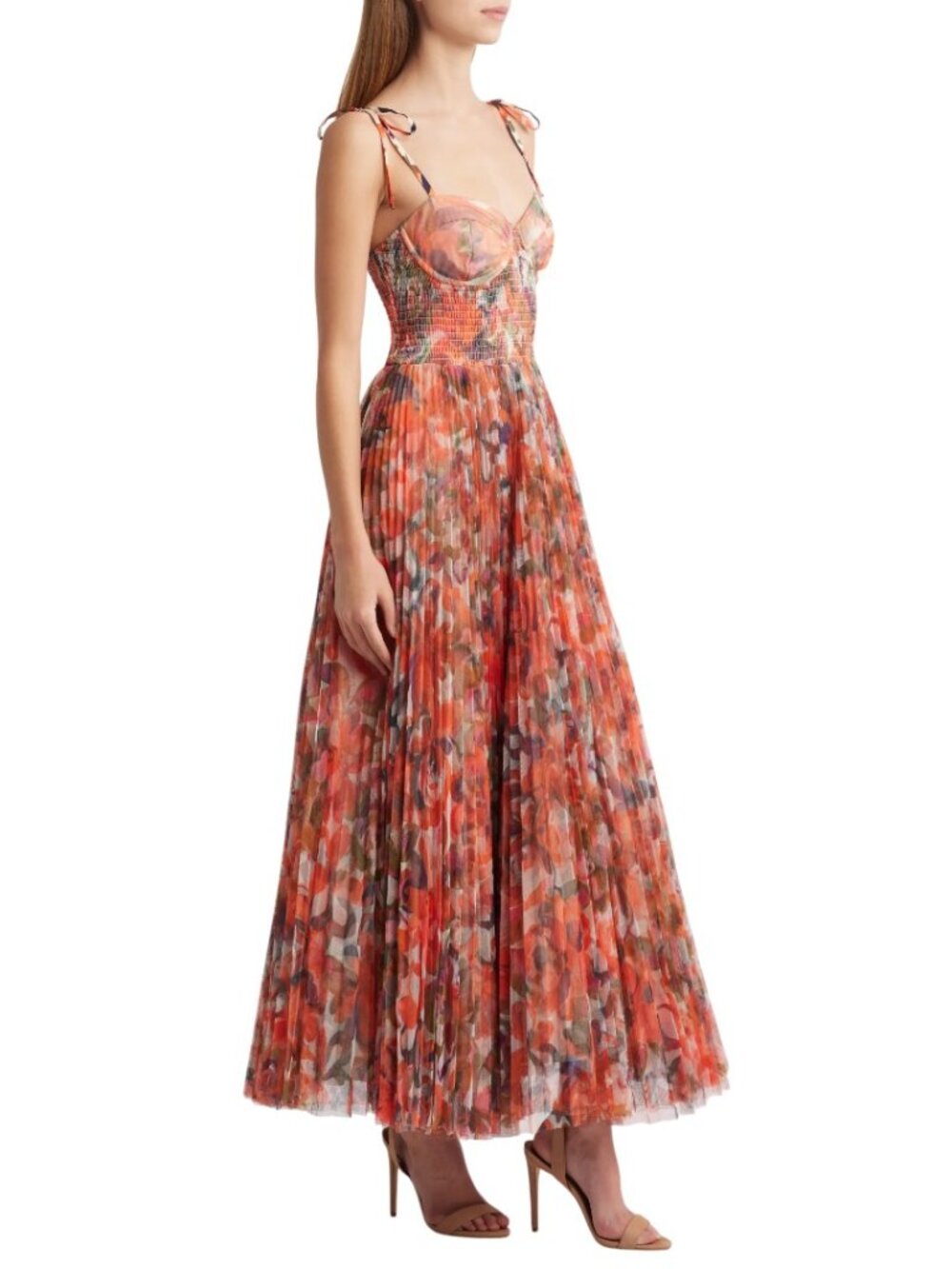 Hutch Smocked Tie-Strap Pleated Maxi Dress Sleeveless Occasion Dress Size XS New - Picture 4 of 9